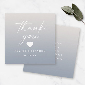 Ombre Gradient Dusty Blue Ivory Wedding Thank You Note Card by GraphicBrat at Zazzle