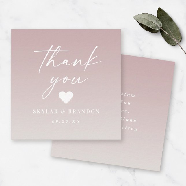 Ombre Gradient Mauve & Off-White Wedding Thank You Note Card (Creator Uploaded)