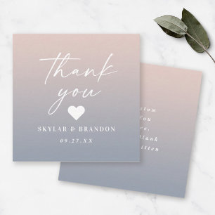 Ombre Gradient Pink & Blue Wedding Thank You Note Card