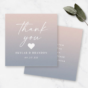 Ombre Gradient Pink & Blue Wedding Thank You Note Card by GraphicBrat at Zazzle