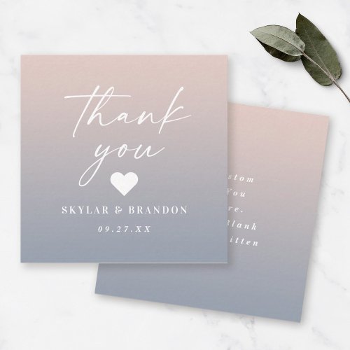 Ombre Gradient Pink  Blue Wedding Thank You Note Card