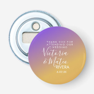 Ombre Gradient Purple Yellow Sunset Wedding     Bottle Opener