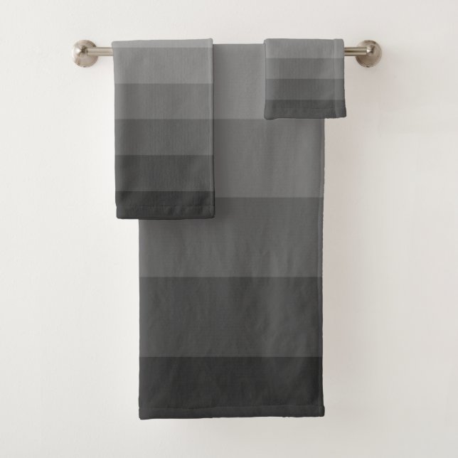 Ombre Gray Tones Gradient  Bath Towel Set (Insitu)
