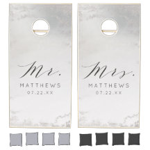 Ombre Gray White Frosted Silver Wedding Mr & Mrs