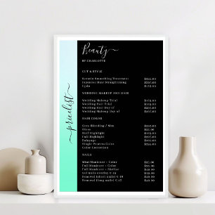 Ombre Green & Black Pricelist Salon Poster