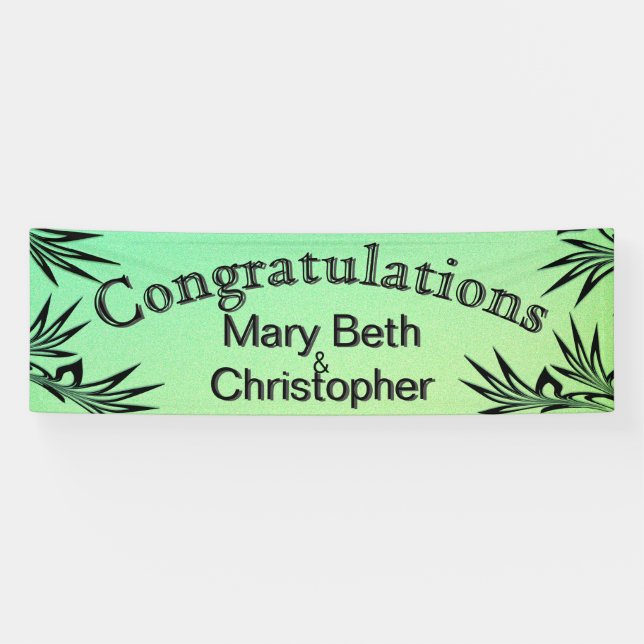 Ombre Green Congratulations with Names Banner (Horizontal)