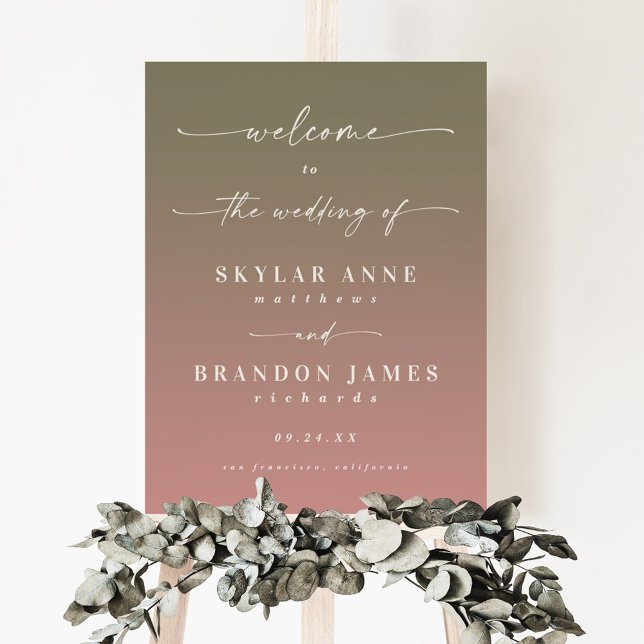 Ombre Green & Dusty Pink Welcome Wedding Sign (Creator Uploaded)