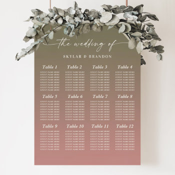 Ombre Green & Dusty Rose Pink Seating Wedding Sign by GraphicBrat at Zazzle