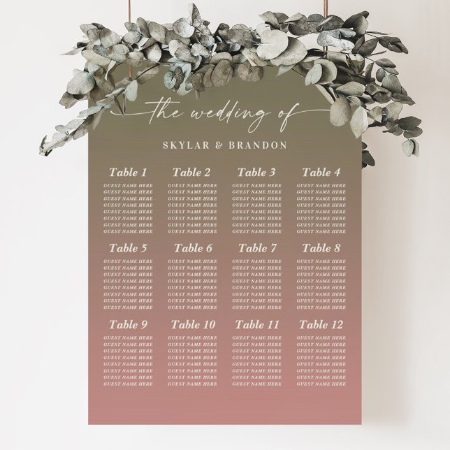 Ombre Green & Dusty Rose Pink Seating Wedding Sign (Creator Uploaded)