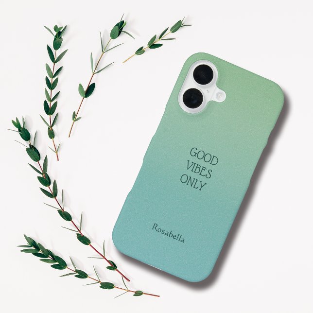 Ombre Green Personalize Quote & Name Iphone Case (Creator Uploaded)