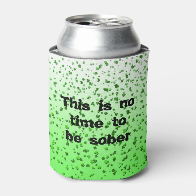 Ombre Green Shamrock Clover St Patrick's day Can Cooler (Can Front)