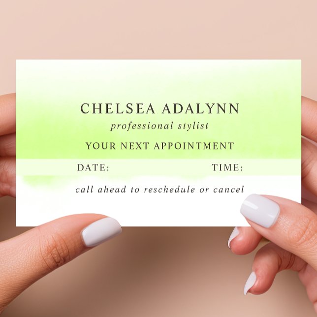 Ombre Green Watercolor Minimalist Appointment Card (Creator Uploaded)