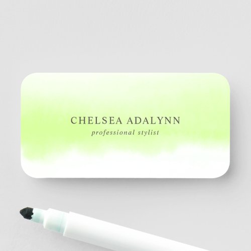 Custom Name Tags 9 Ombre Green Watercolor Minimalist Business Name Tag