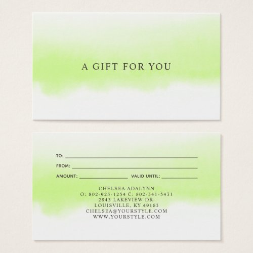 Ombre Green Watercolor Minimalist Luxury Gift Card