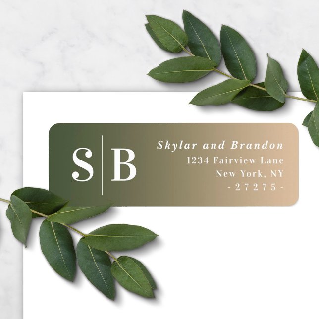 Ombre Green & Yellow Wedding Return Address Label (Creator Uploaded)