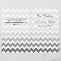 Ombre grey Chevron folded Wedding program