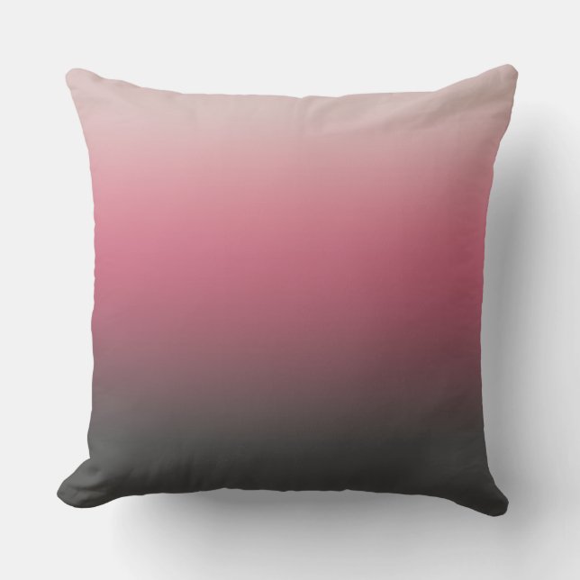 Ombre Grey Pink Light Cream Gradient Throw Pillow (Front)