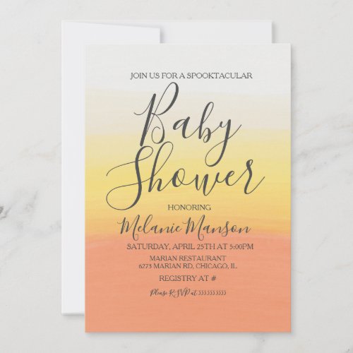 Ombre Halloween Candy Corn Baby Shower Invitation