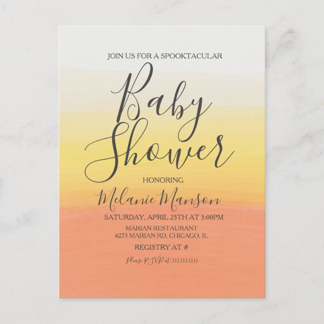 Ombre Halloween Candy Corn Baby Shower  Postcard (Front)