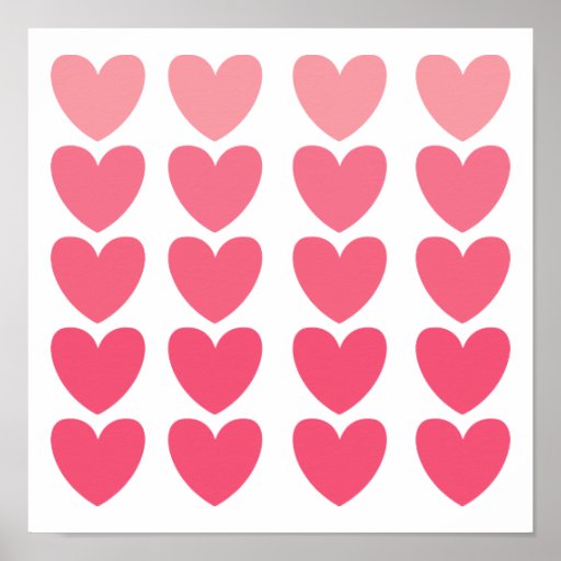 Ombre Hearts Poster | Zazzle