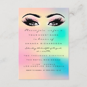 Ombre Holographic Bubble Bridal Sweet 16th Eyelash Invitation