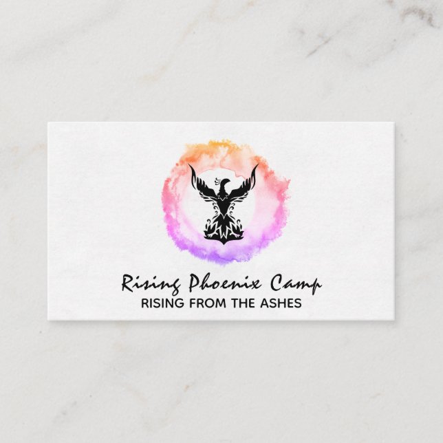 *~* Ombre Hot Pink Ring of Fire Black Phoenix Business Card (Front)