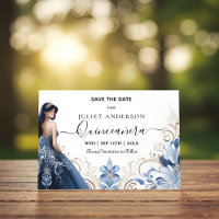 Ombre ivory Ice Sky Gold Royal Blue Quinceaner