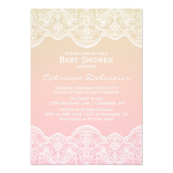 Ombre Lace Pattern Sunset Baby Shower Invitation