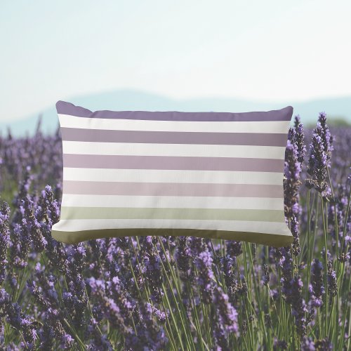 Ombre Lavender Field Stripes Purple  Olive Green Lumbar Pillow