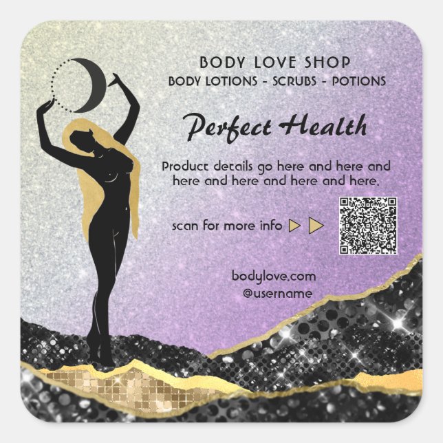*~* Ombre Lavender Goddess Intention Spell AP24 Square Sticker (Front)