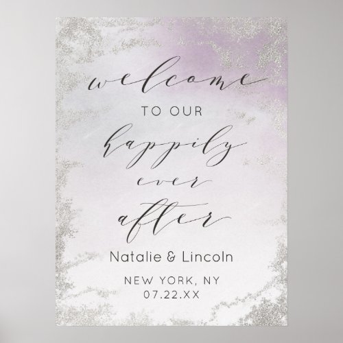 Ombre Lavender Happily Ever After Reception Sign