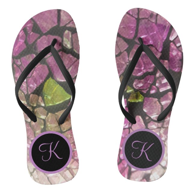 Ombre Lavender Mosaic Monogram Flip Flops (Footbed)