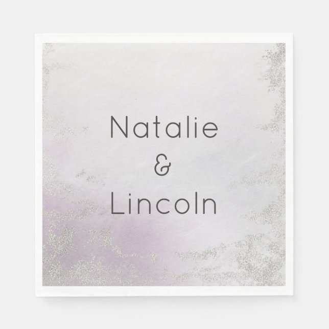 Ombre Lavender Purple Luxe Wedding Monogram Dinner Napkins (Front)