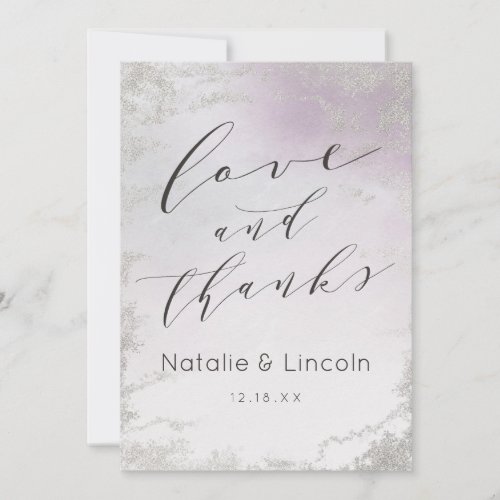 Ombre Lavender Purple Wedding Love and Thanks Thank You Card