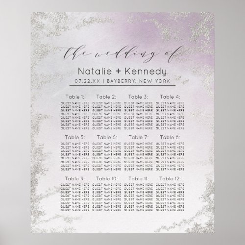 Ombre Lavender Purple Wedding Table Seating Chart