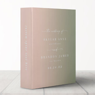 Ombre Leaf Green & Light Pink Wedding Photo Album 3 Ring Binder