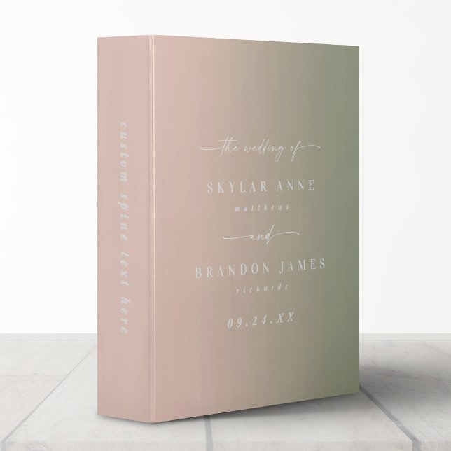 Ombre Leaf Green & Light Pink Wedding Photo Album 3 Ring Binder (Creator Uploaded)
