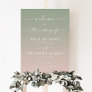 Ombre Leaf Green & Light Pink Wedding Welcome Sign