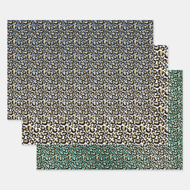 Ombre Leopard Prints Wrapping Paper Sheets (Set)