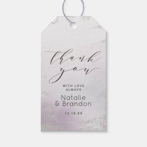 Ombre Light Purple Frosted Foil Wedding Thank You Gift Tags