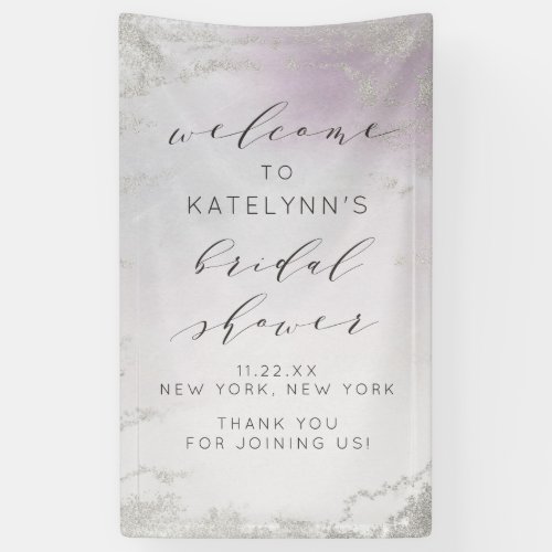 Ombre Light Purple Silver Bridal Shower Welcome Banner