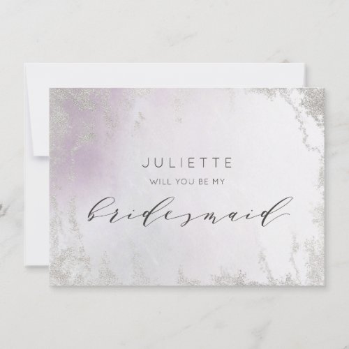 Ombre Light Purple Silver Bridesmaid Proposal Card