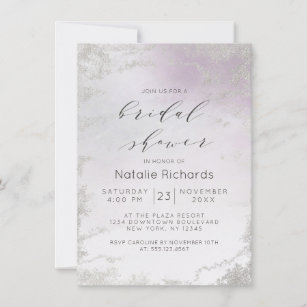 Ombre Light Purple Silver Foil Frost Bridal Shower Invitation