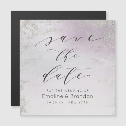 Ombre Light Purple Silver Foil Frost Save the Date