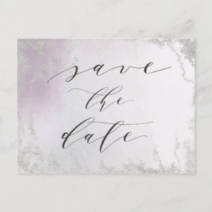 Ombre Light Purple Silver Foil Frost Save the Date Announcement Postcard