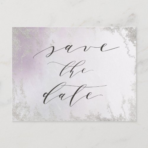 Ombre Light Purple Silver Foil Frost Save the Date Announcement Postcard