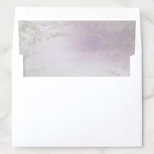 Ombre Light Purple Silver Foil Frosted Wedding Envelope Liner (In Envelope)