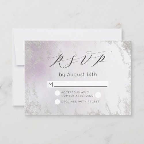 Ombre Light Purple Silver Foil Frosted Wedding RSVP Card