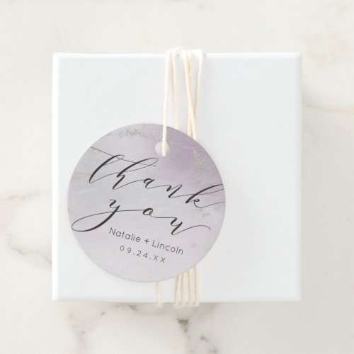 Ombre Light Purple Silver Foil Script Thank You Favor Tags