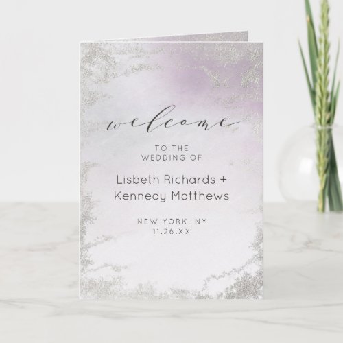 Ombre Light Purple Silver Foil Wedding Ceremony Program